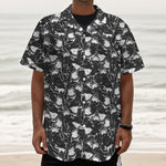 Grey And White Shark Pattern Print Textured Short Sleeve Shirt