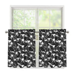 Grey And White Shark Pattern Print Tier Curtains