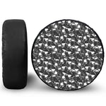 Grey And White Shark Pattern Print Tire Cover