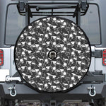 Grey And White Shark Pattern Print Tire Cover With Camera Hole