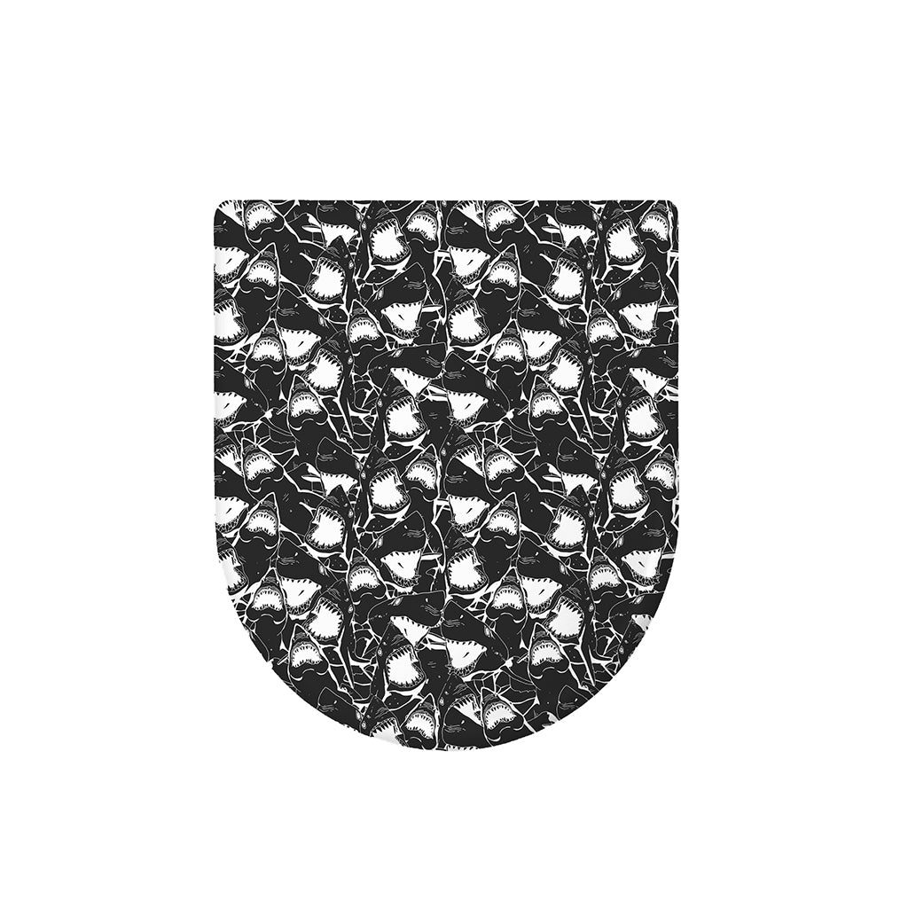 Grey And White Shark Pattern Print Toilet Lid Cover