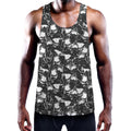 Grey And White Shark Pattern Print Men's Workout Tank Top