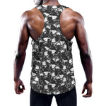 Grey And White Shark Pattern Print Training Tank Top