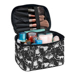 Grey And White Shark Pattern Print Travel Makeup Bag