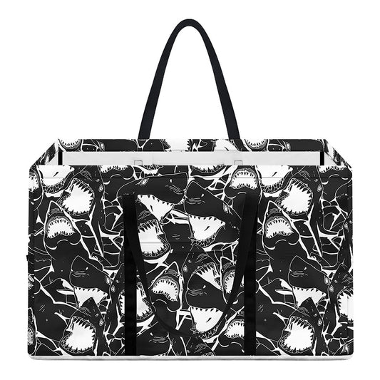 Grey And White Shark Pattern Print Utility Tote Bag