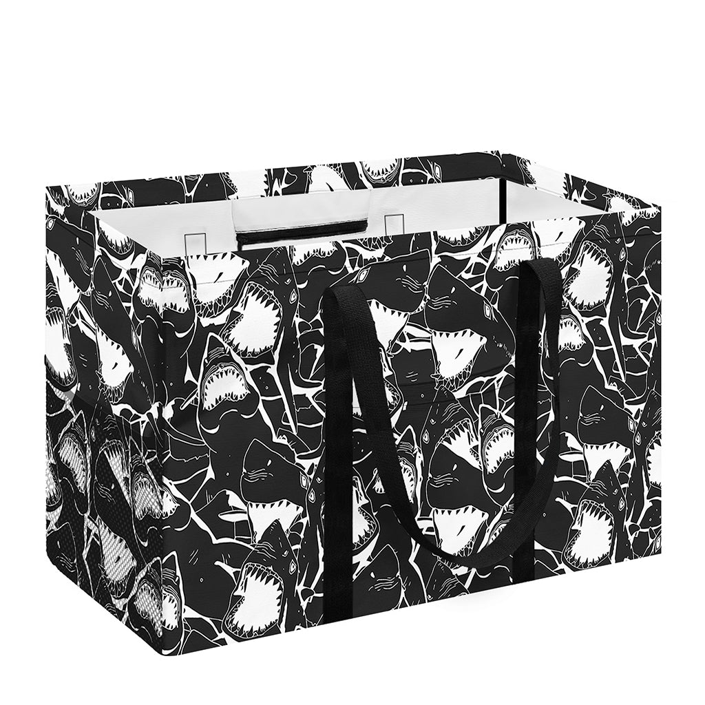 Grey And White Shark Pattern Print Utility Tote Bag