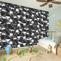 Grey And White Shark Pattern Print Wall Sticker