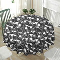 Grey And White Shark Pattern Print Waterproof Round Tablecloth