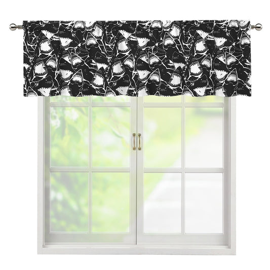 Grey And White Shark Pattern Print Window Valance
