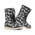Grey And White Shark Pattern Print Winter Boots