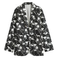Grey And White Shark Pattern Print Women's Blazer