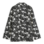 Grey And White Shark Pattern Print Women's Cotton Blazer