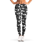 Grey And White Shark Pattern Print Women's Leggings