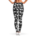 Grey And White Shark Pattern Print Women's Leggings