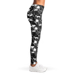 Grey And White Shark Pattern Print Women's Leggings