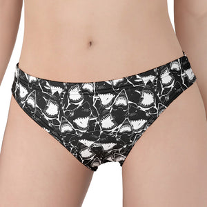 Grey And White Shark Pattern Print Women's Panties