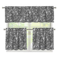 Grey And White Totem Pattern Print 3 Piece Kitchen Curtains