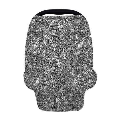Grey And White Totem Pattern Print Baby Seat Cover