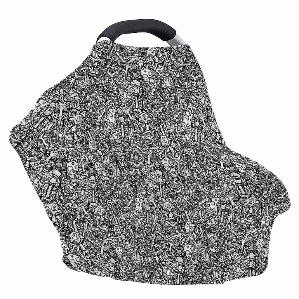 Grey And White Totem Pattern Print Baby Seat Cover