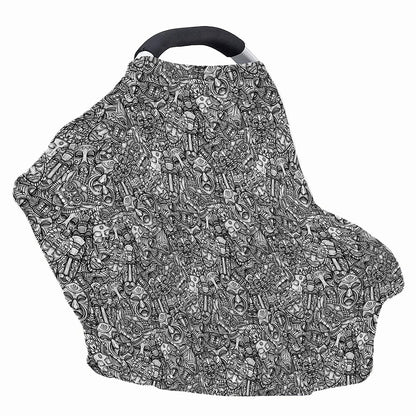 Grey And White Totem Pattern Print Baby Seat Cover