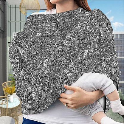 Grey And White Totem Pattern Print Baby Seat Cover