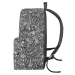 Grey And White Totem Pattern Print Backpack