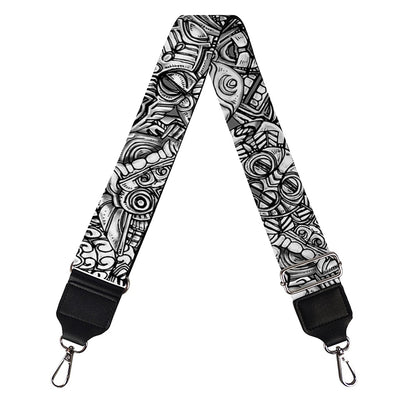 Grey And White Totem Pattern Print Bag Strap