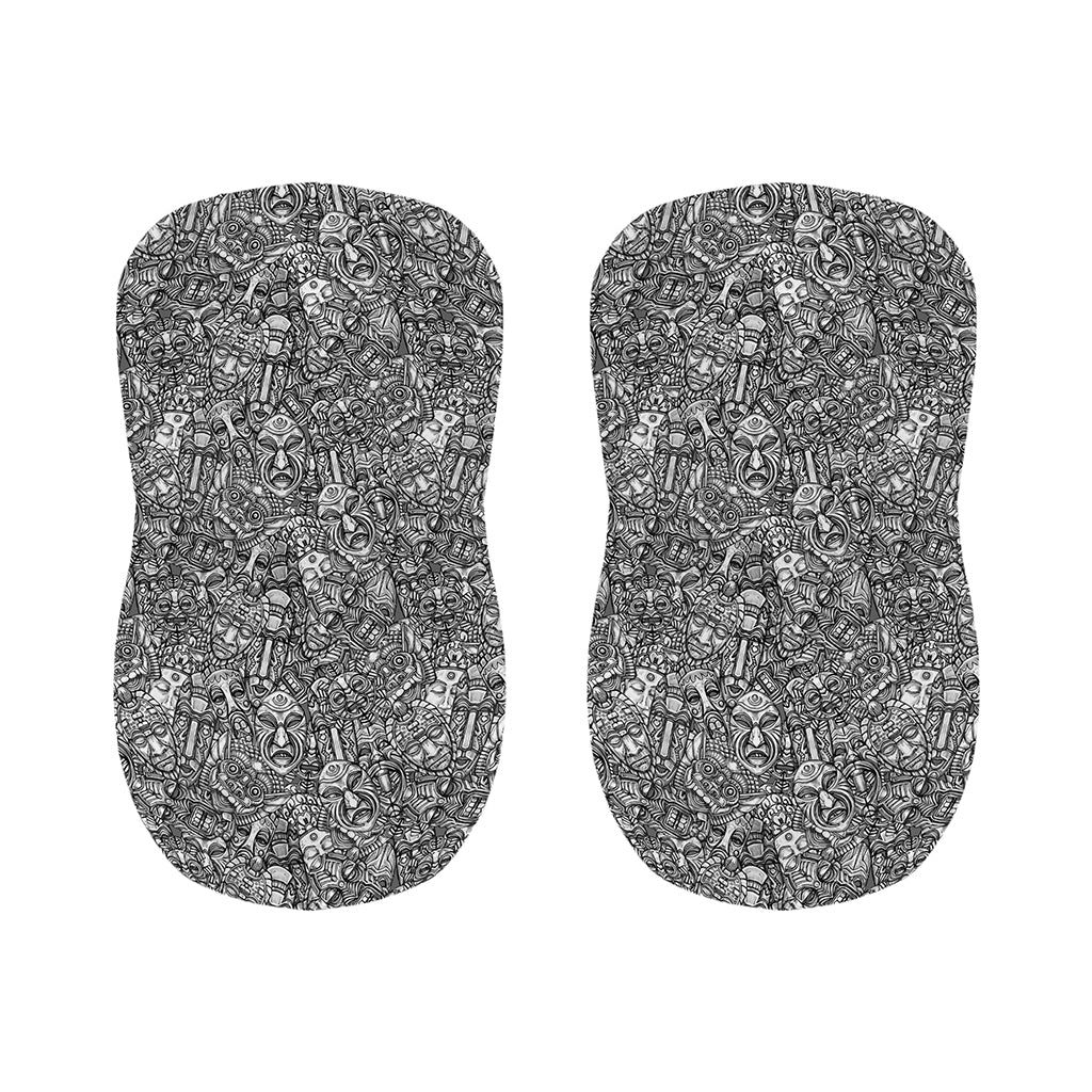 Grey And White Totem Pattern Print Bar Stool Covers