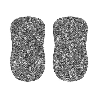 Grey And White Totem Pattern Print Bar Stool Covers
