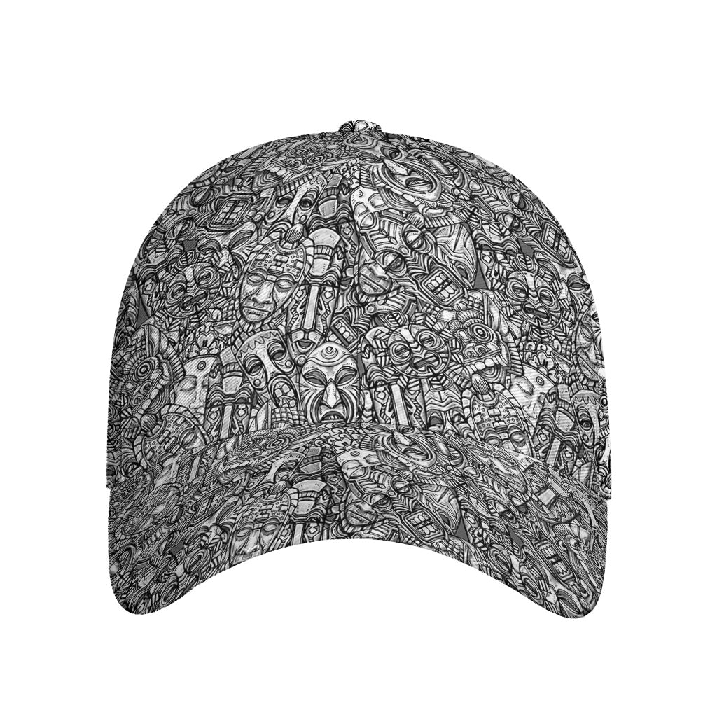 Grey And White Totem Pattern Print Baseball Cap