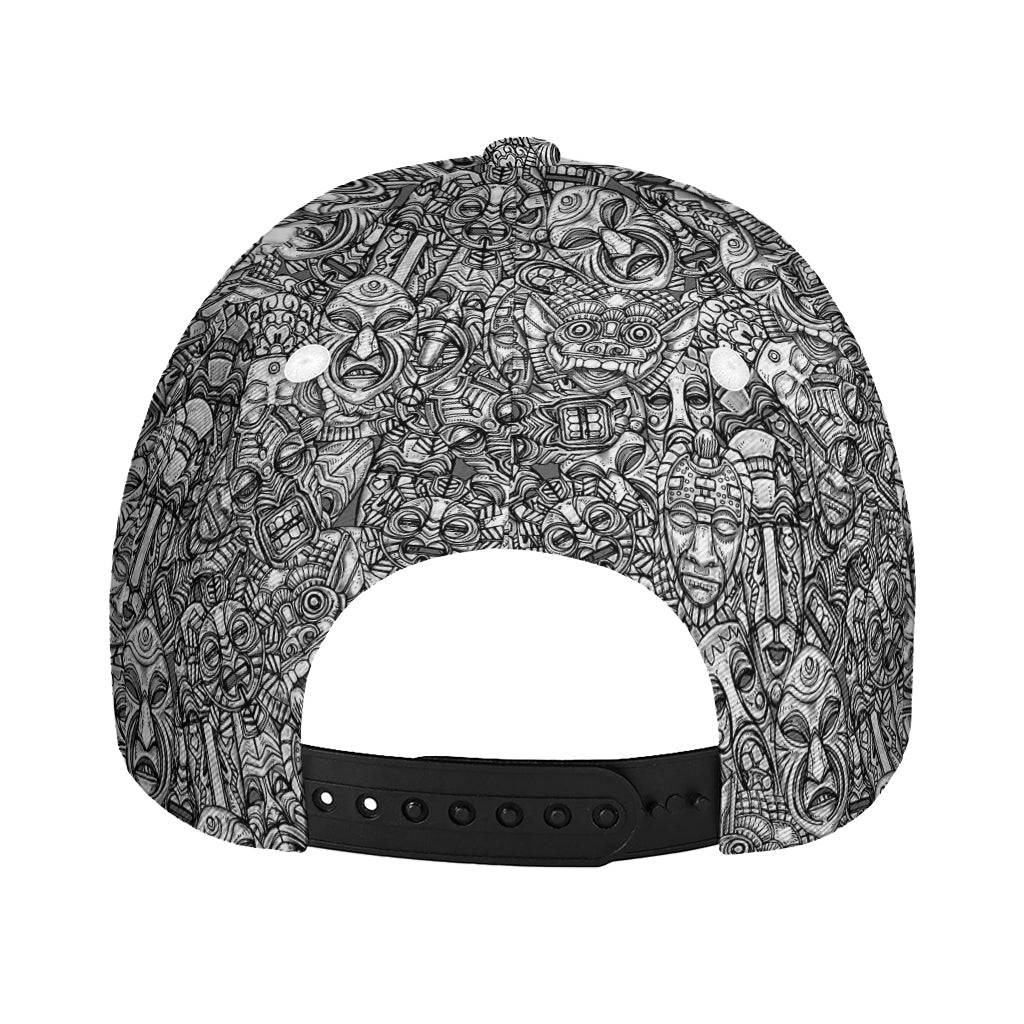 Grey And White Totem Pattern Print Baseball Cap