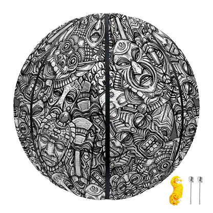 Grey And White Totem Pattern Print Basketball