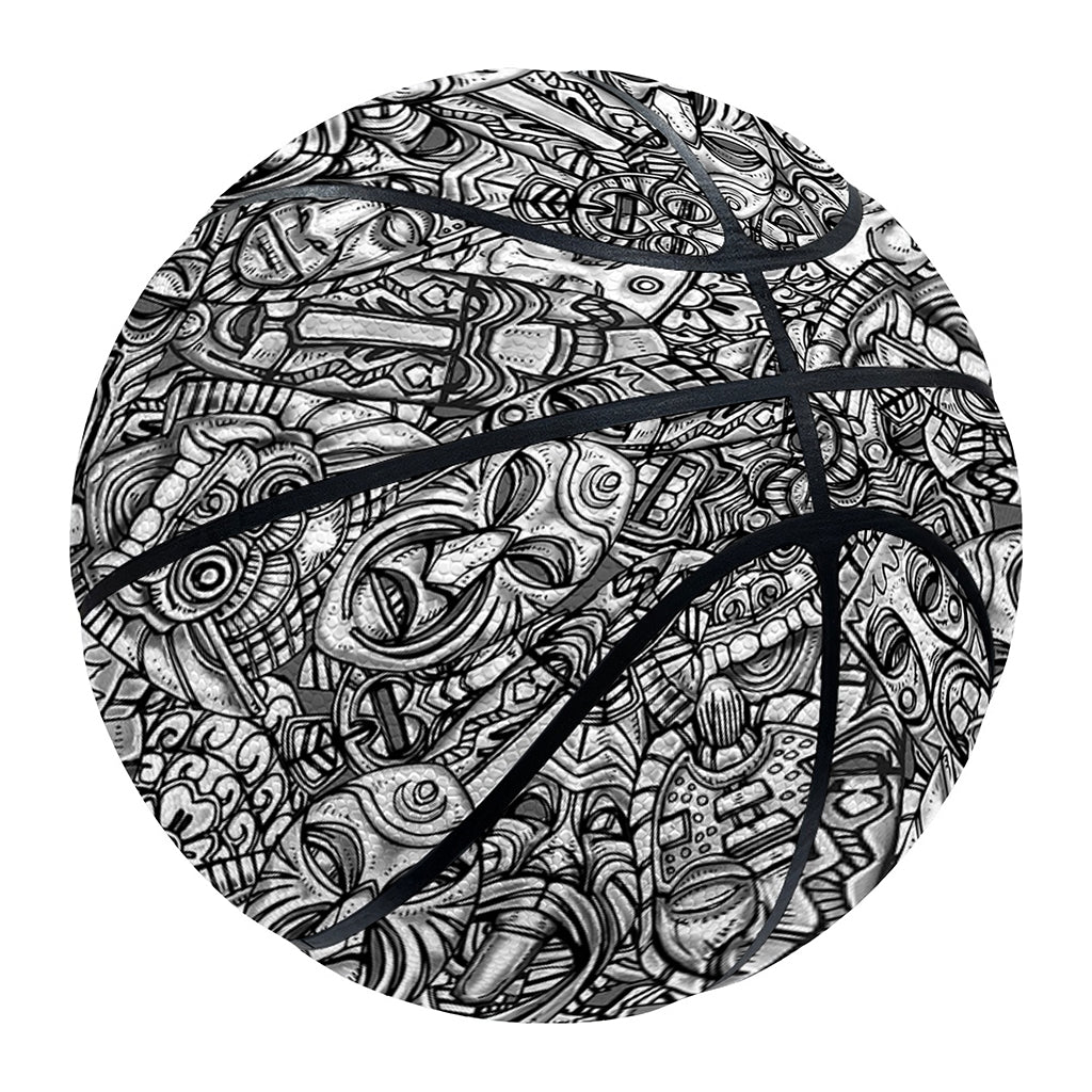 Grey And White Totem Pattern Print Basketball
