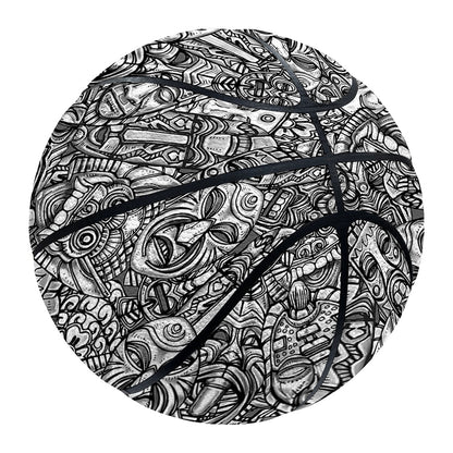 Grey And White Totem Pattern Print Basketball