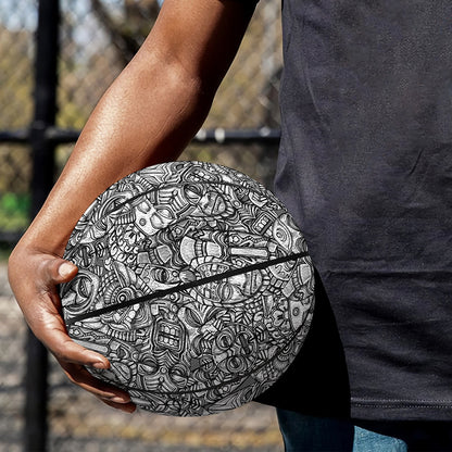 Grey And White Totem Pattern Print Basketball