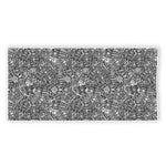 Grey And White Totem Pattern Print Beach Towel