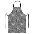 Grey And White Totem Pattern Print Bib Apron With Pocket