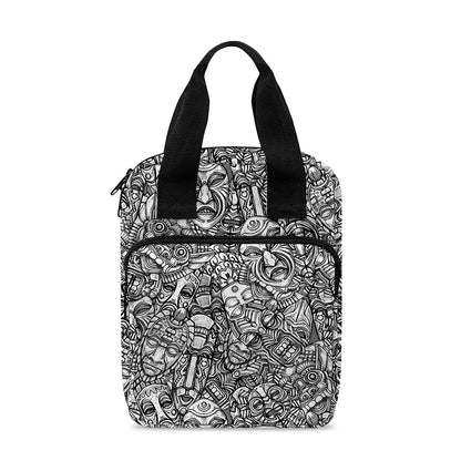 Grey And White Totem Pattern Print Bible Tote Bag
