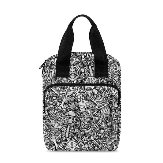 Grey And White Totem Pattern Print Bible Tote Bag