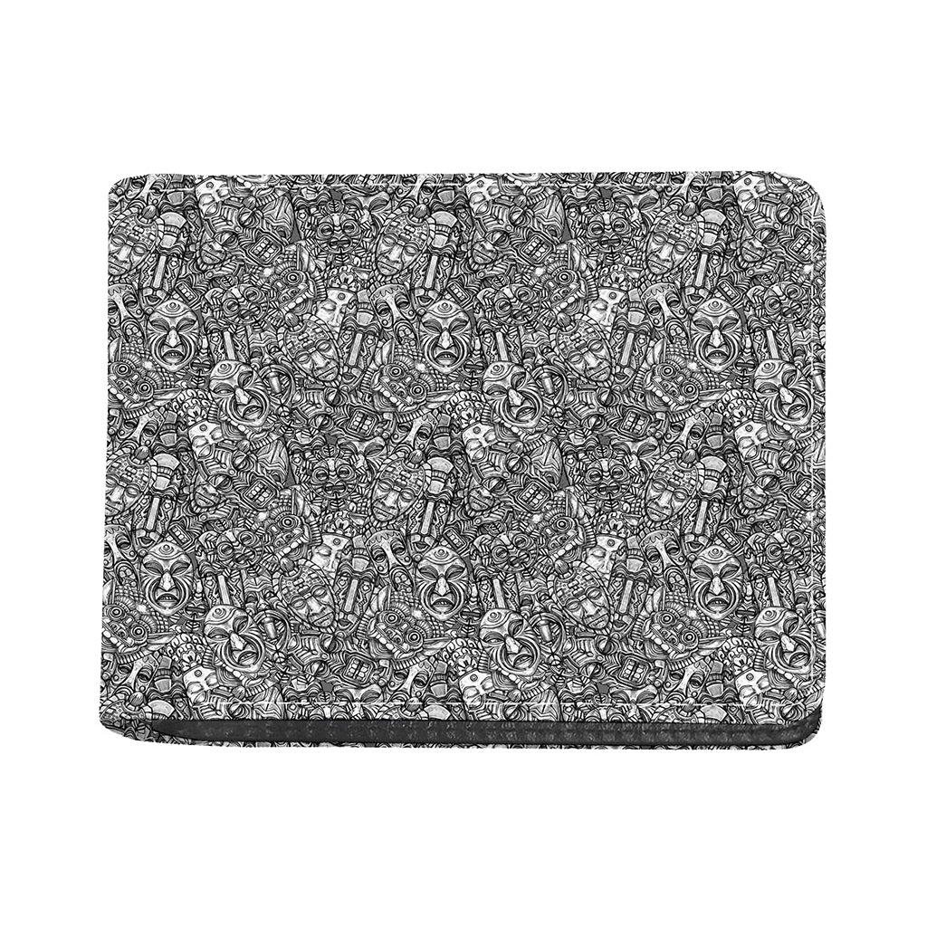 Grey And White Totem Pattern Print Bifold Wallet