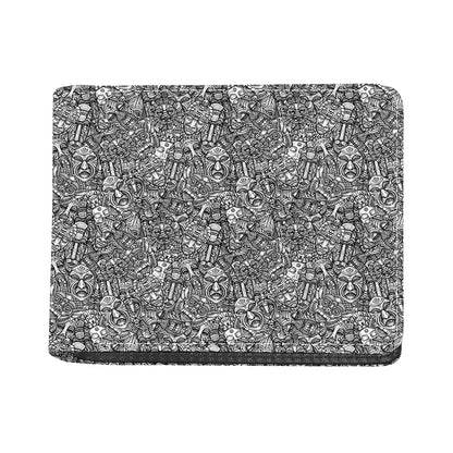 Grey And White Totem Pattern Print Bifold Wallet