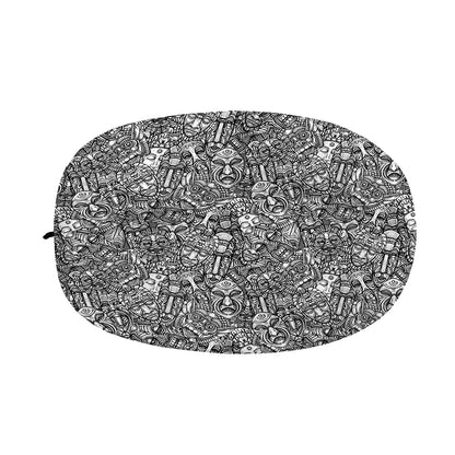 Grey And White Totem Pattern Print Car Side Mirror Covers