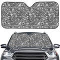 Grey And White Totem Pattern Print Car Windshield Sun Shade