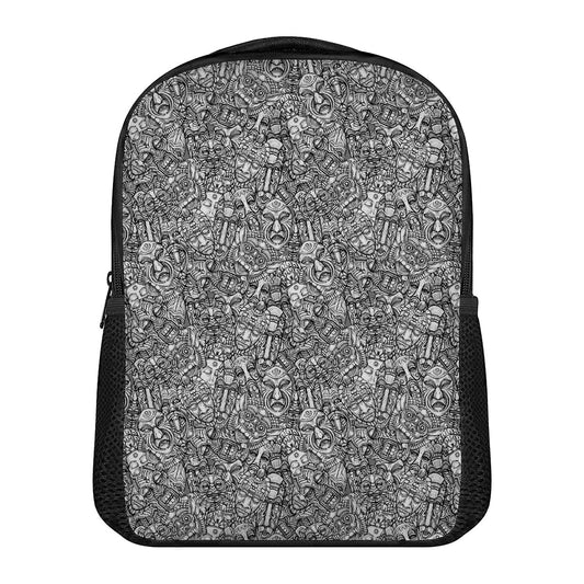 Grey And White Totem Pattern Print Casual Backpack