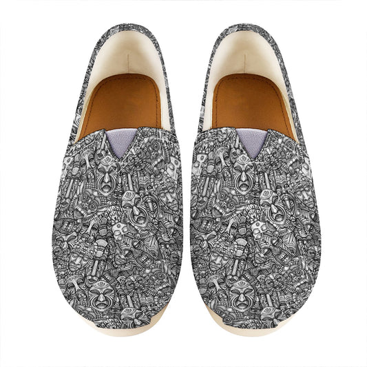 Grey And White Totem Pattern Print Casual Shoes
