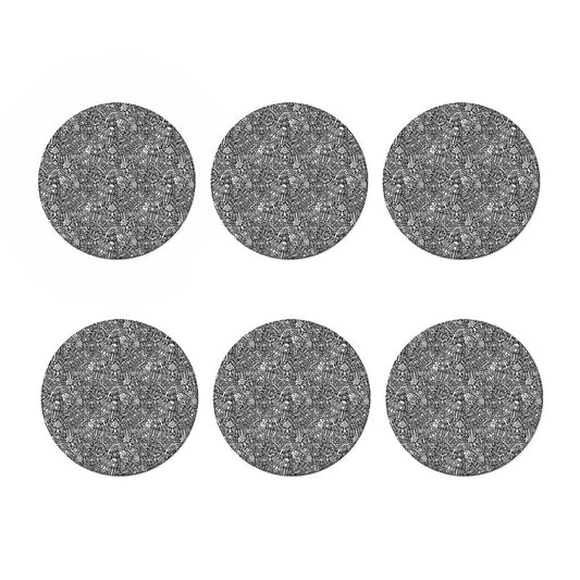 Grey And White Totem Pattern Print Coaster Set