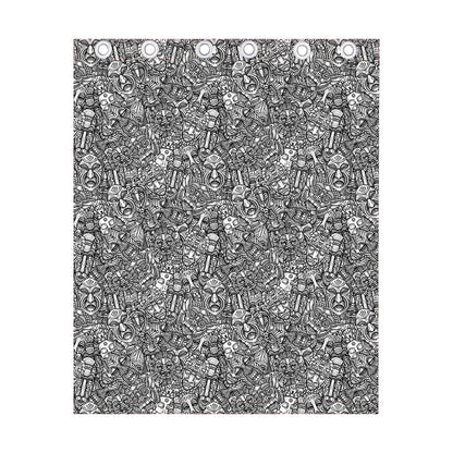 Grey And White Totem Pattern Print Curtain