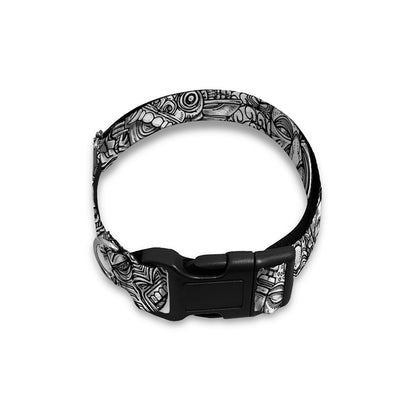 Grey And White Totem Pattern Print Dog Collar