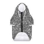 Grey And White Totem Pattern Print Dog Zip Up Hoodie
