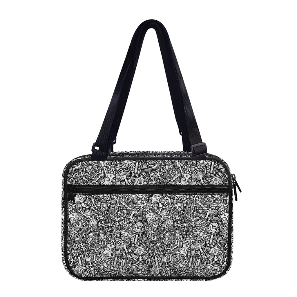 Grey And White Totem Pattern Print Double Strap Bible Bag